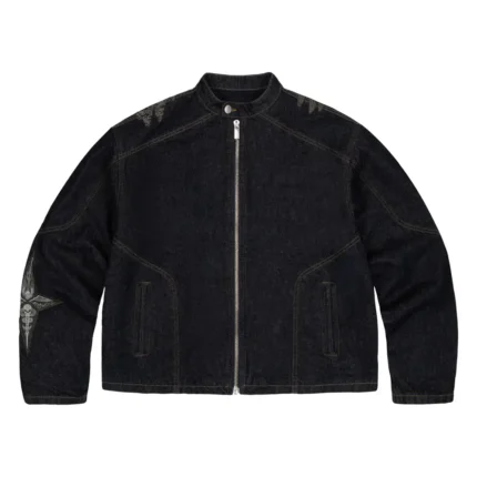 Hellboy Indigo RAW Denim Biker Jacket - Black