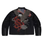 Hellboy Indigo RAW Denim Biker Jacket Black