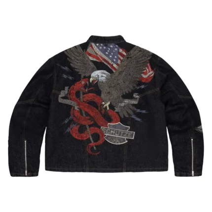 Hellboy Indigo RAW Denim Biker Jacket Black