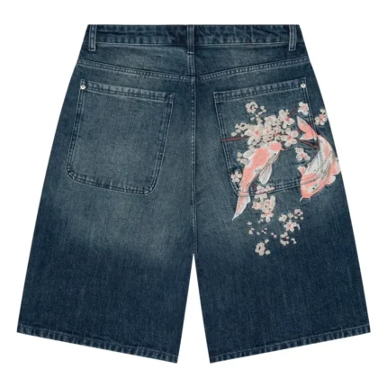 Yakuza Indigo Washed Denim Jorts Blue