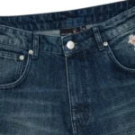 Yakuza Indigo Washed Denim Jorts - Blue Zip